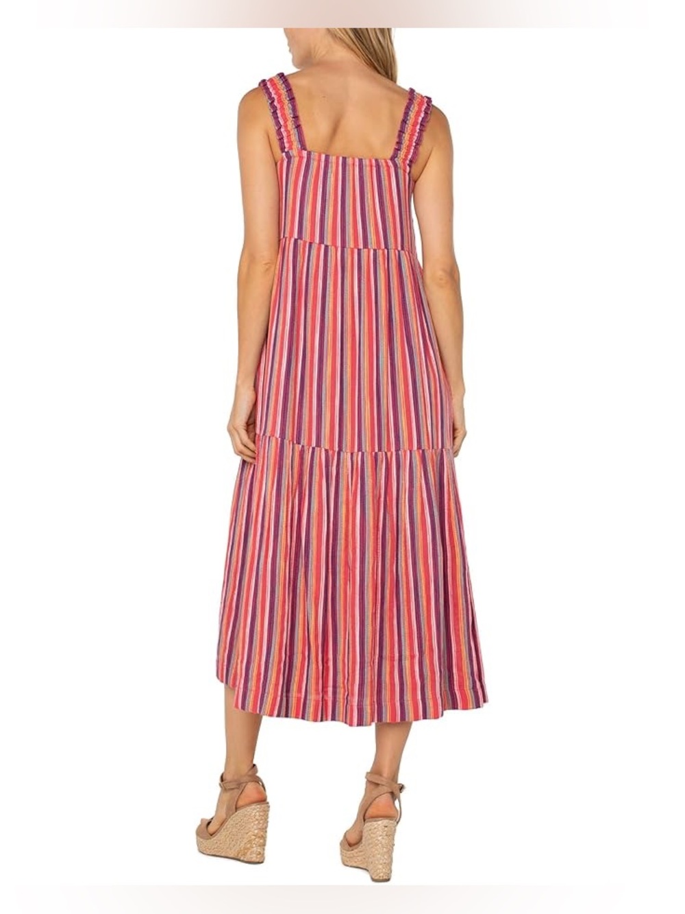 NWT Liverpool Los Angeles Striped Midi Sundress Multicolor Pockets Boho - Picture 5 of 11